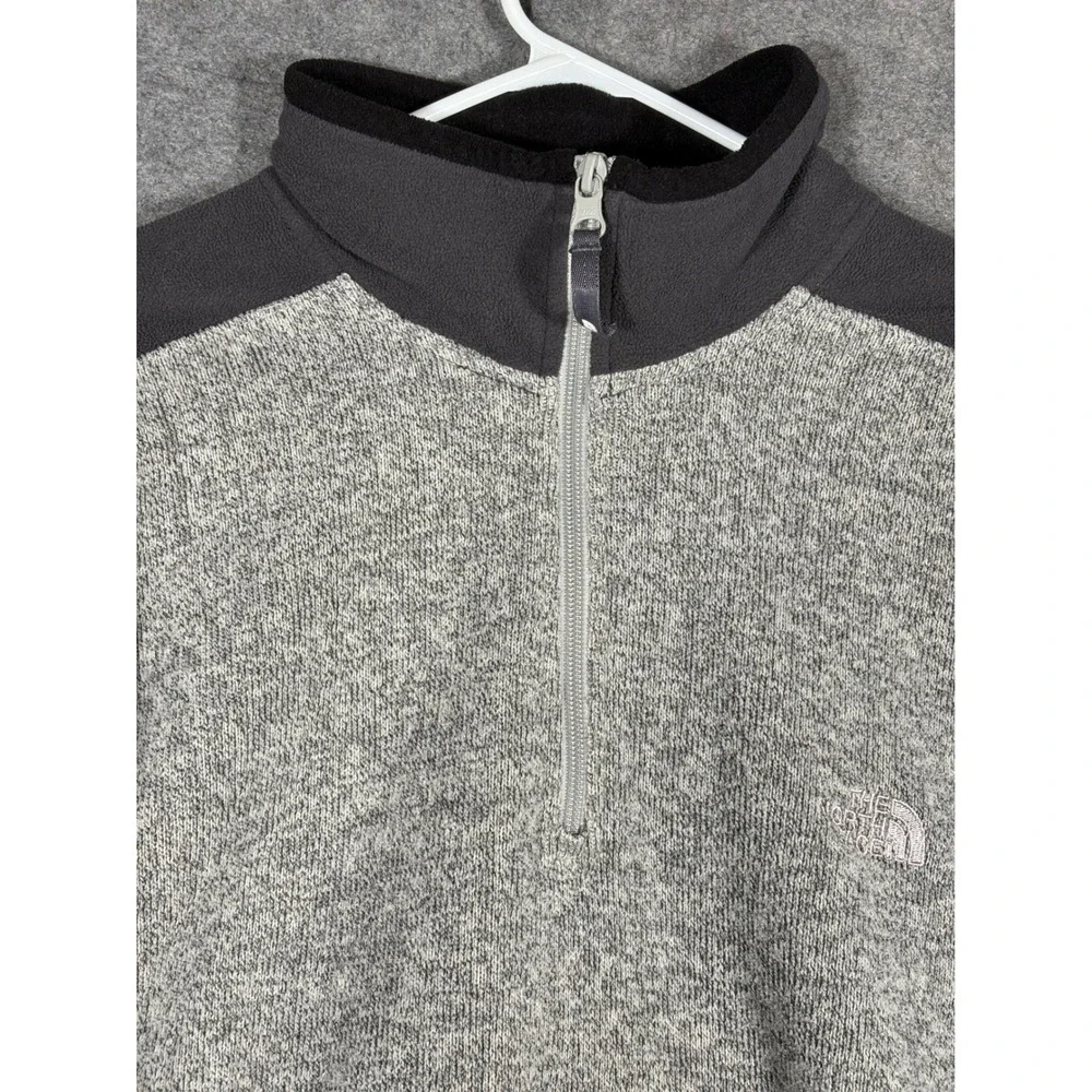 The North Face Gordon Lyons Mens XL Heather‎ Grey Black Quarter Zip Fleece